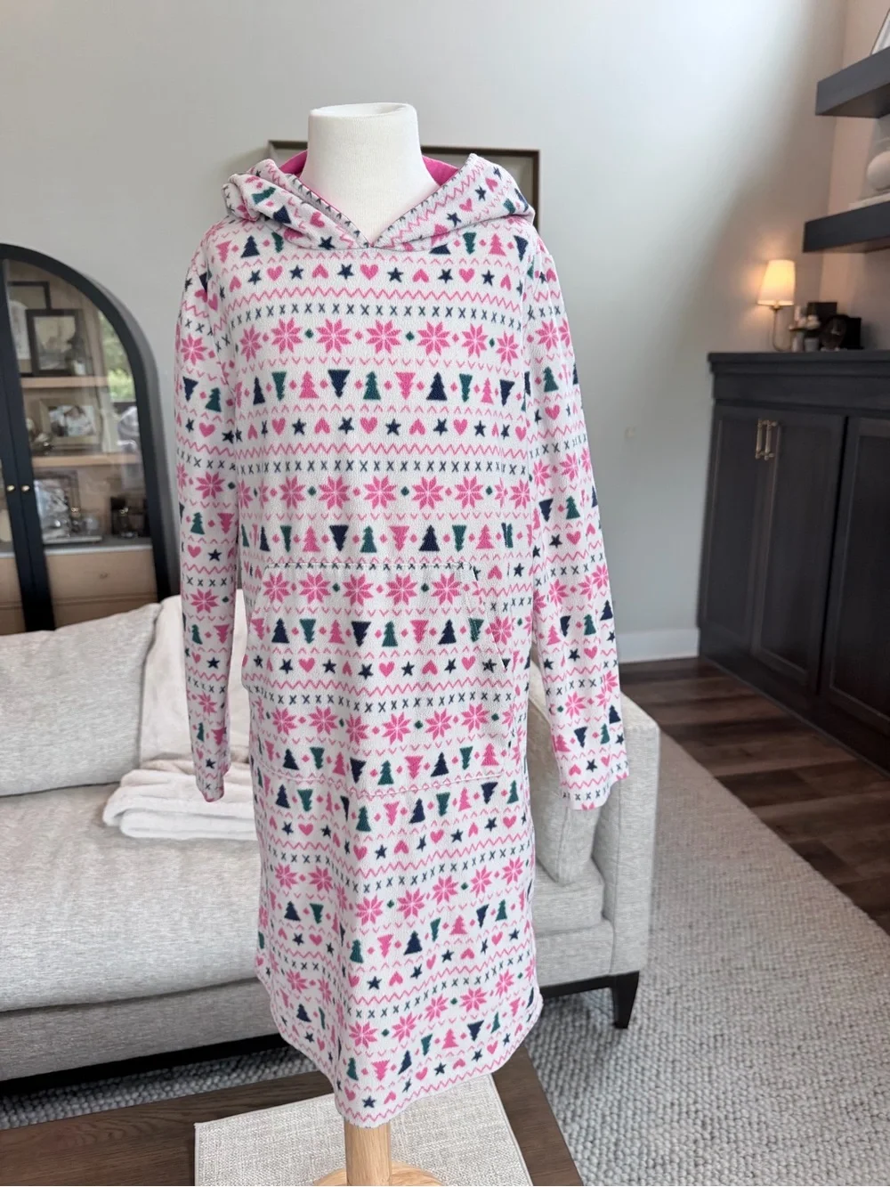 Cat & Jack Youth Large (10/12) Cozy Kids Hooded Nightshirt